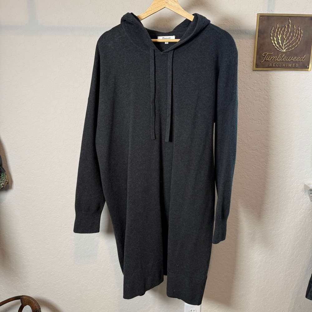 Madewell Womens XL Charcoal Gray Cotton Blend‎ Hooded Knit Sweater Dress